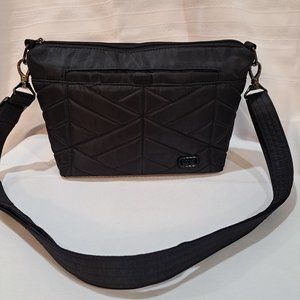 Lug Flare Small Crossbody – Midnight Black with Lily Gray interior